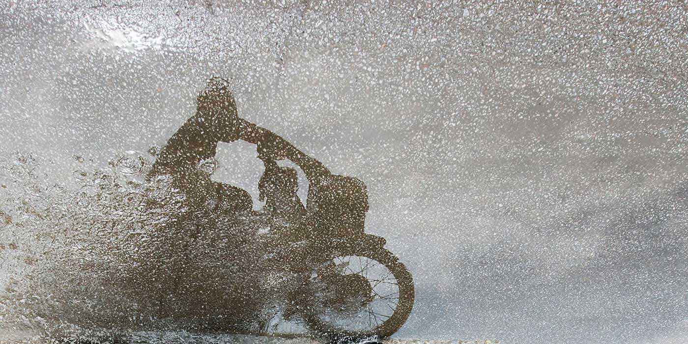 motorcycle riding in rain